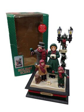 Vintage Liberty Bell Christmas Holiday Creations Musical Carolers Scene Dickens